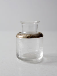 antique etched glass vanity jar