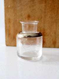 antique etched glass vanity jar