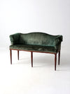 antique Neoclassical settee with velvet upholstery