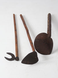 antique primitive gardening farm tools set of 3