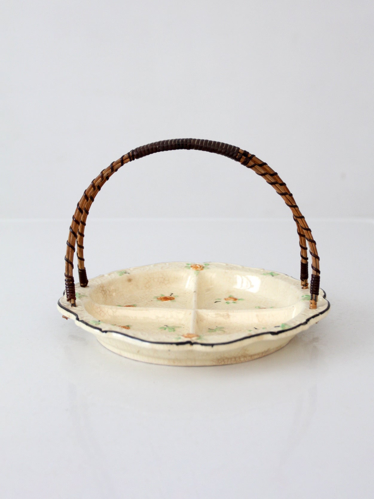 vintage Japanese floral porcelain serving dish