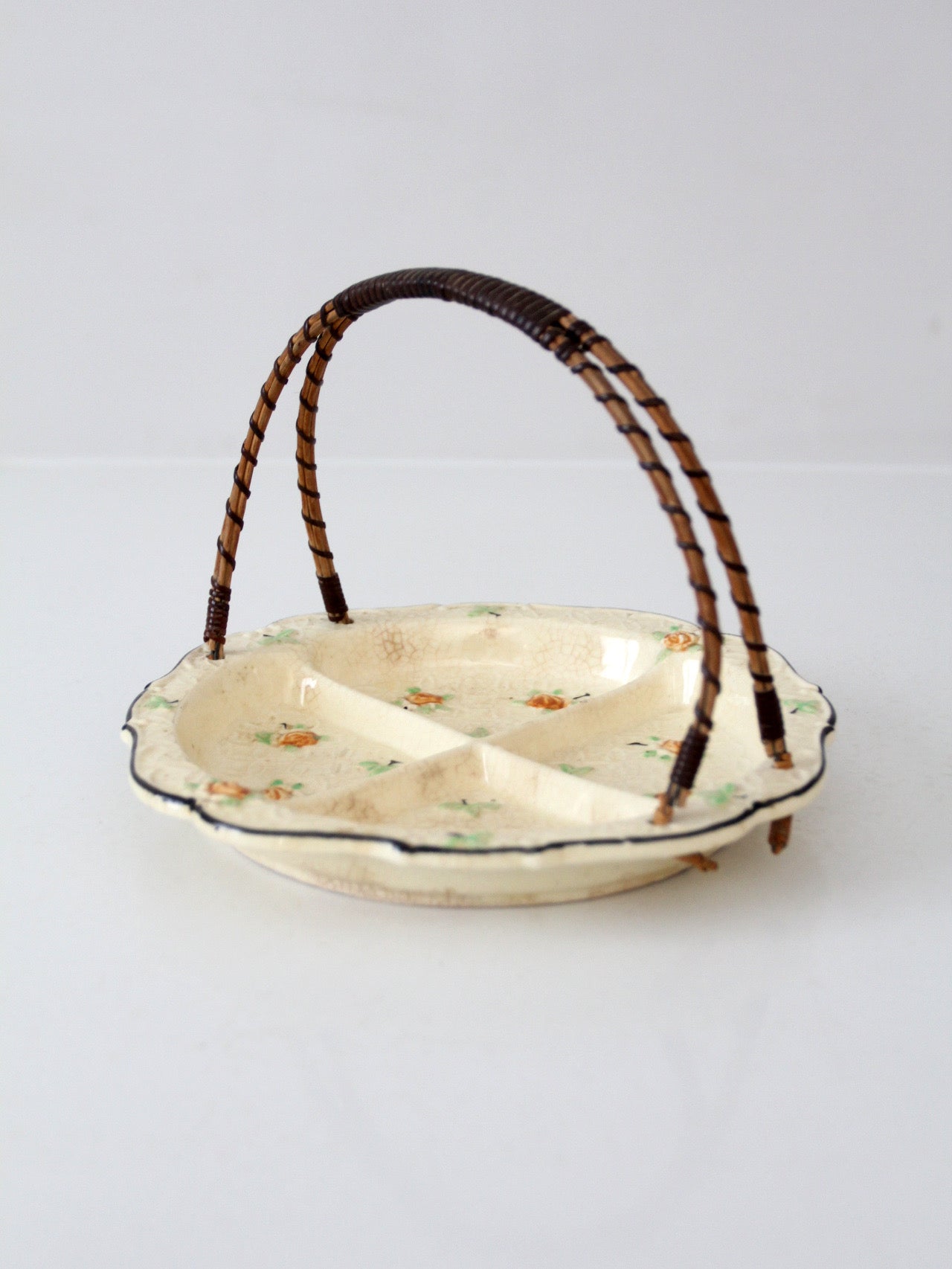 vintage Japanese floral porcelain serving dish