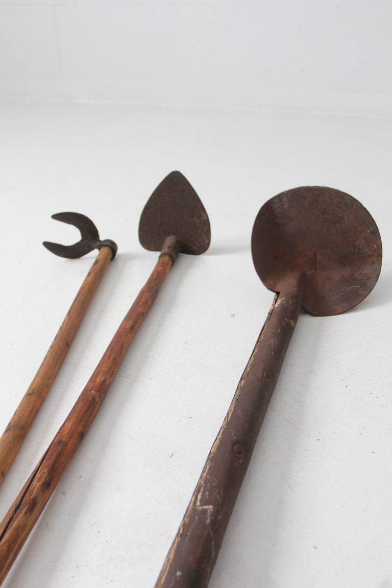 antique primitive gardening farm tools set of 3
