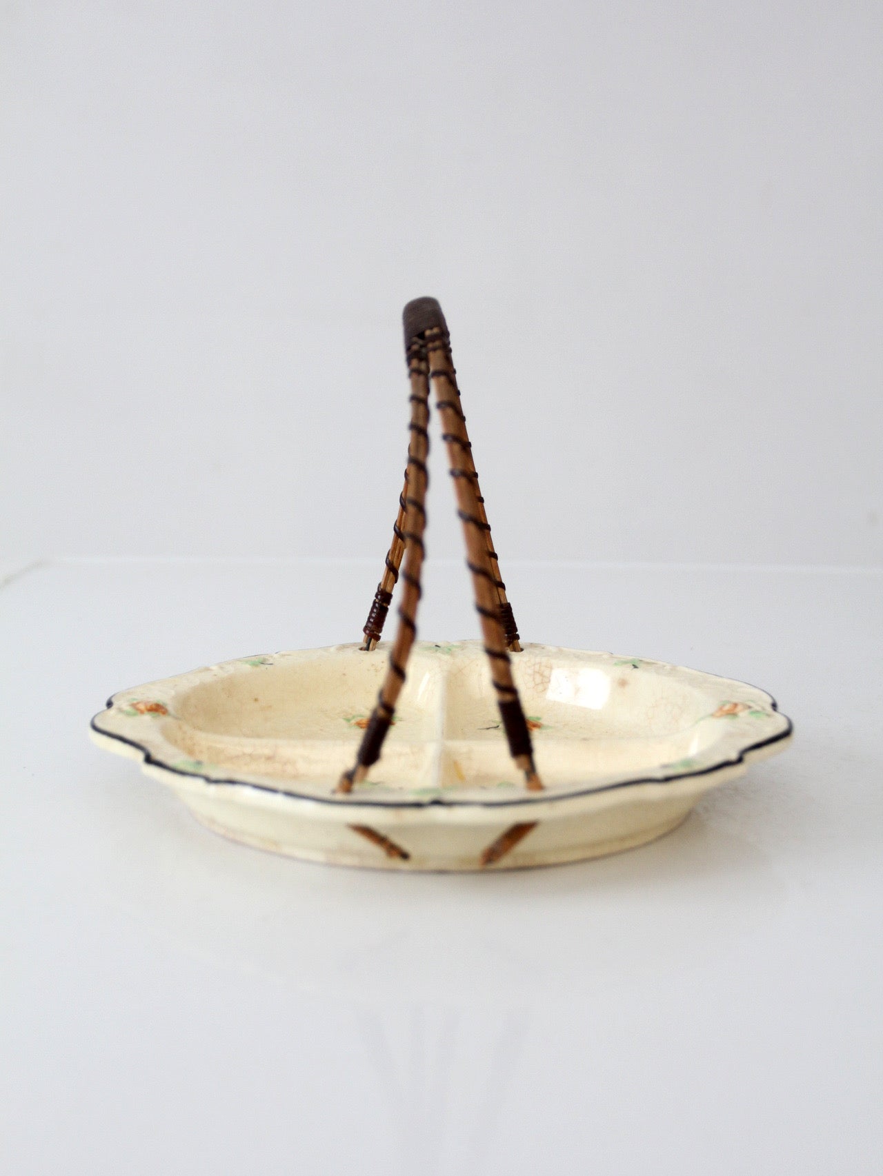 vintage Japanese floral porcelain serving dish