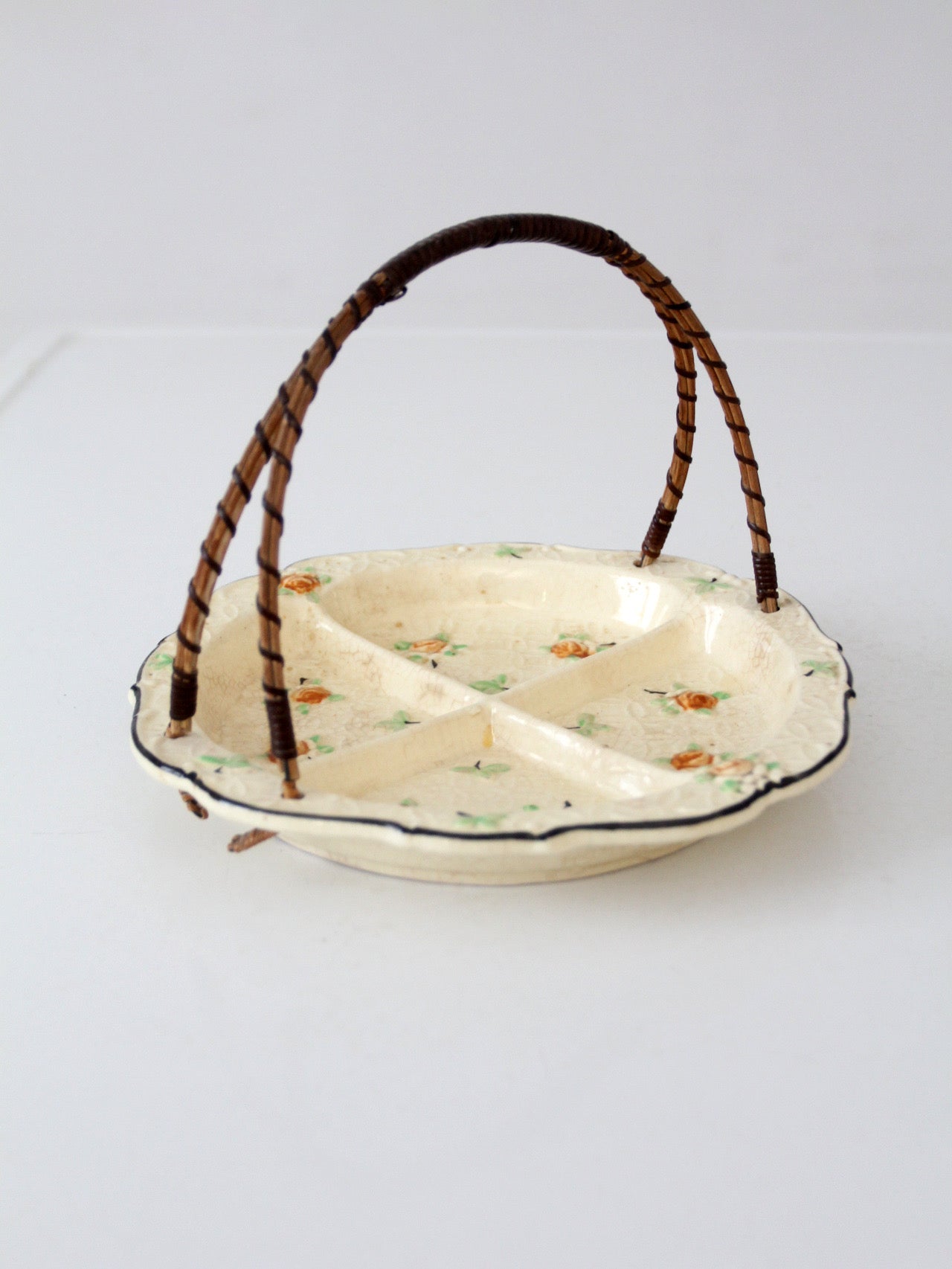 vintage Japanese floral porcelain serving dish