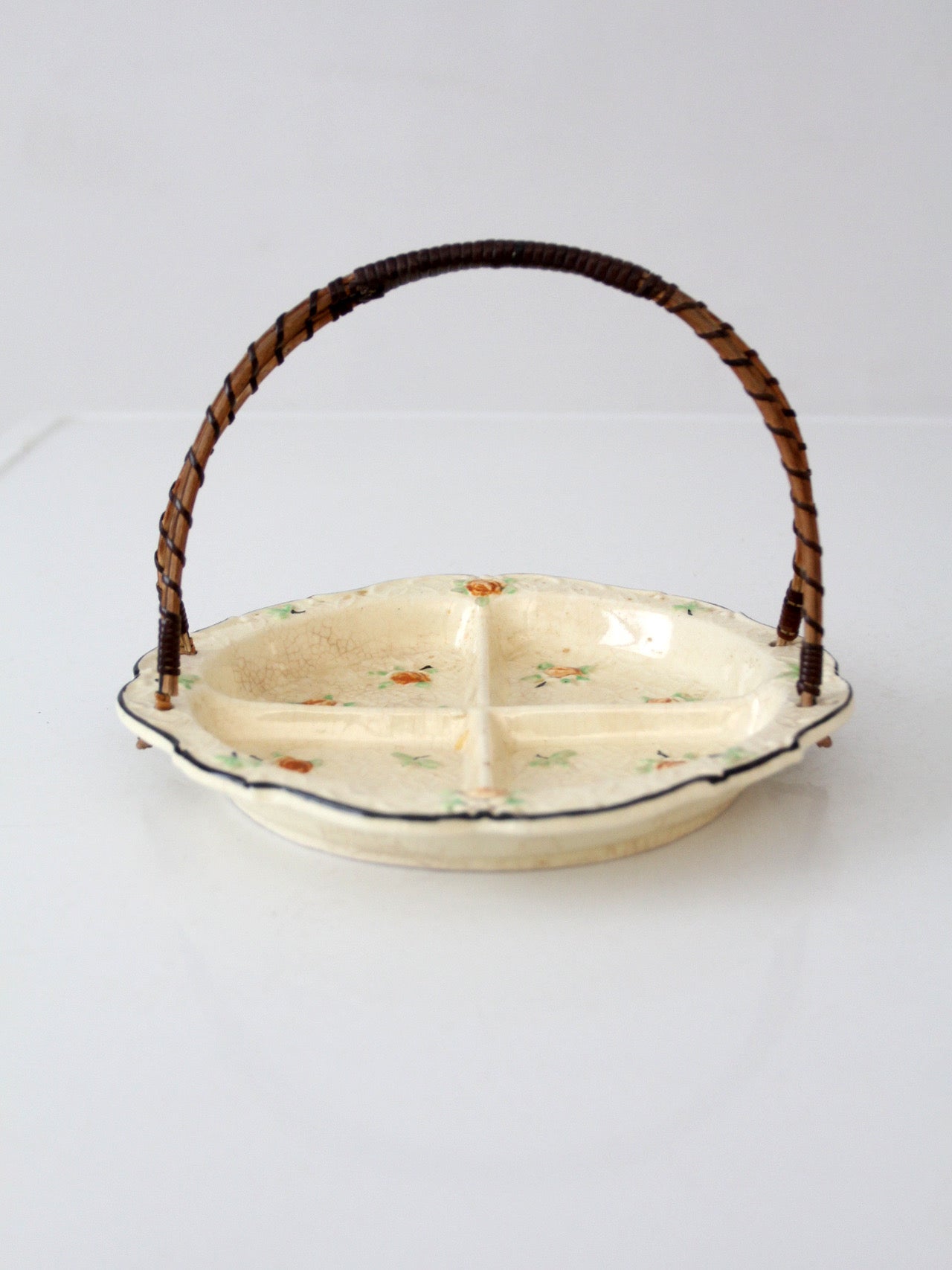 vintage Japanese floral porcelain serving dish