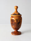 vintage carved wooden jar