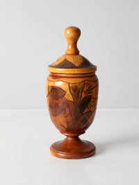 vintage carved wooden jar
