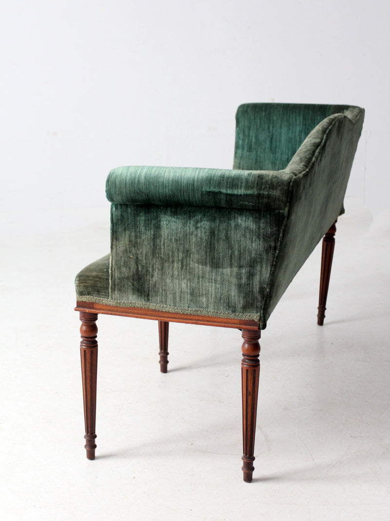 antique Neoclassical settee with velvet upholstery