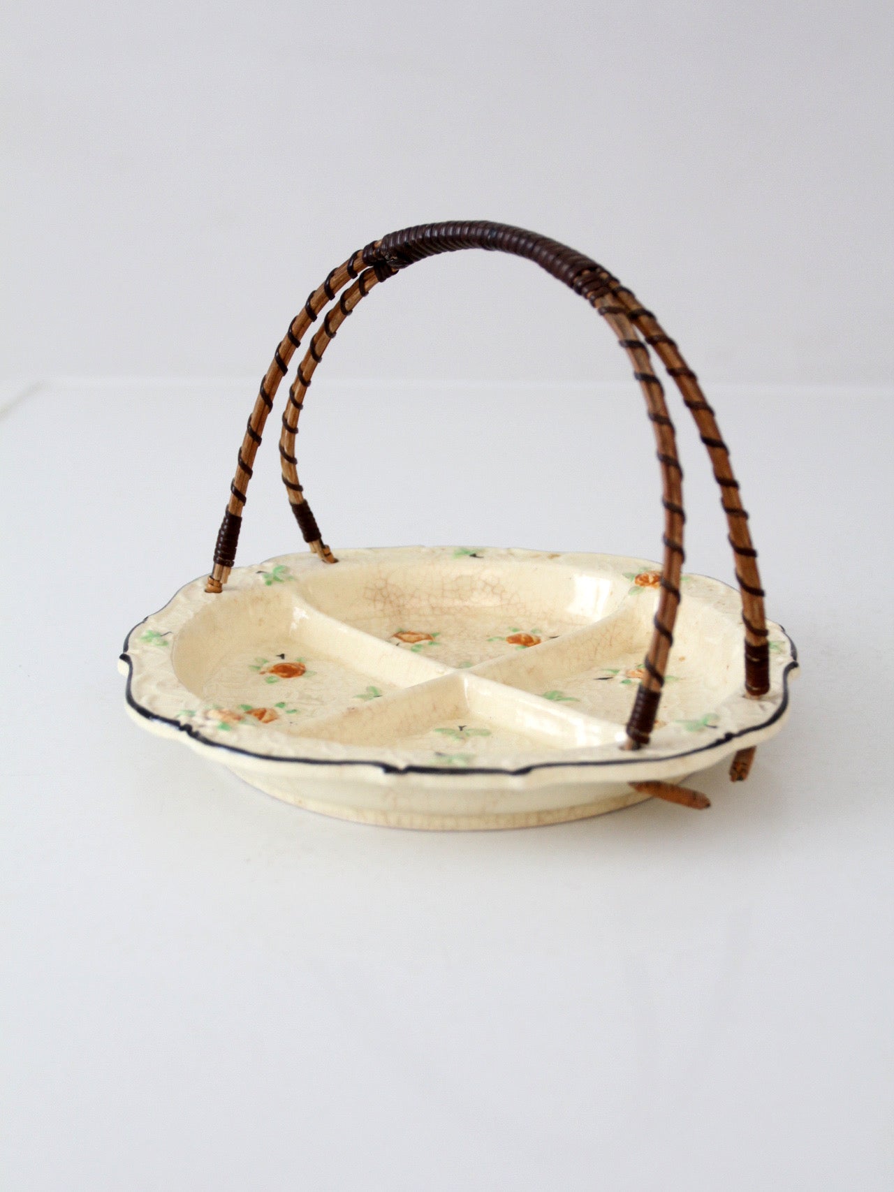 vintage Japanese floral porcelain serving dish