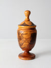 vintage carved wooden jar