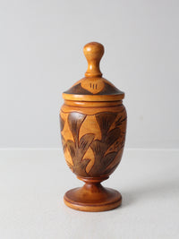 vintage carved wooden jar