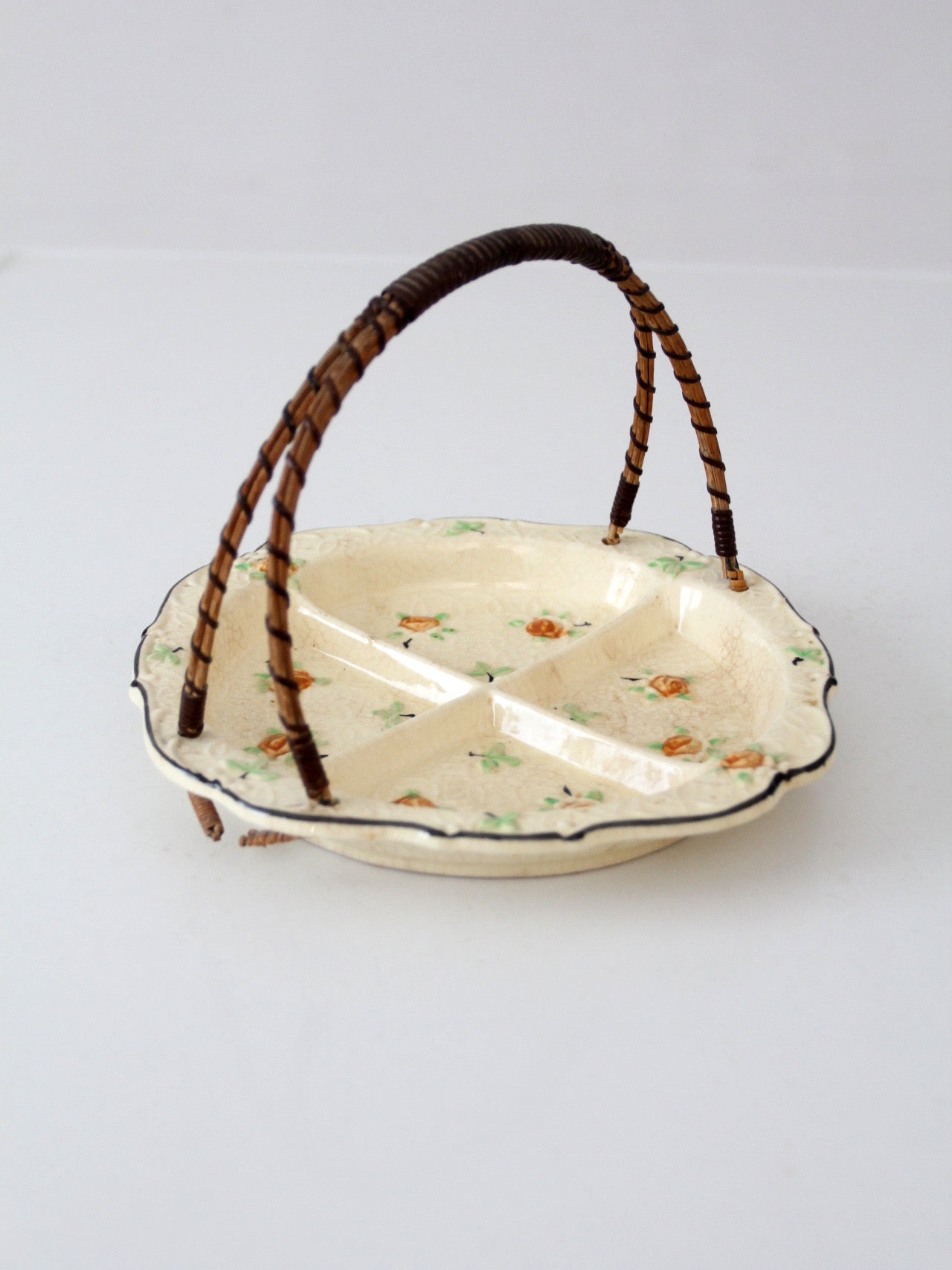 vintage Japanese floral porcelain serving dish