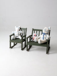 vintage kid's wood rocking chair and love seat set