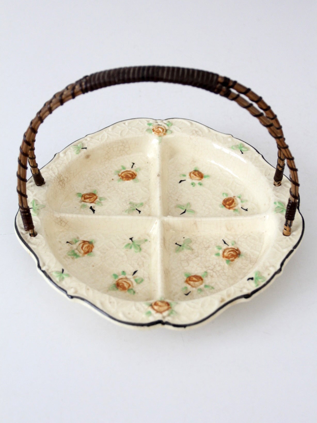 vintage Japanese floral porcelain serving dish