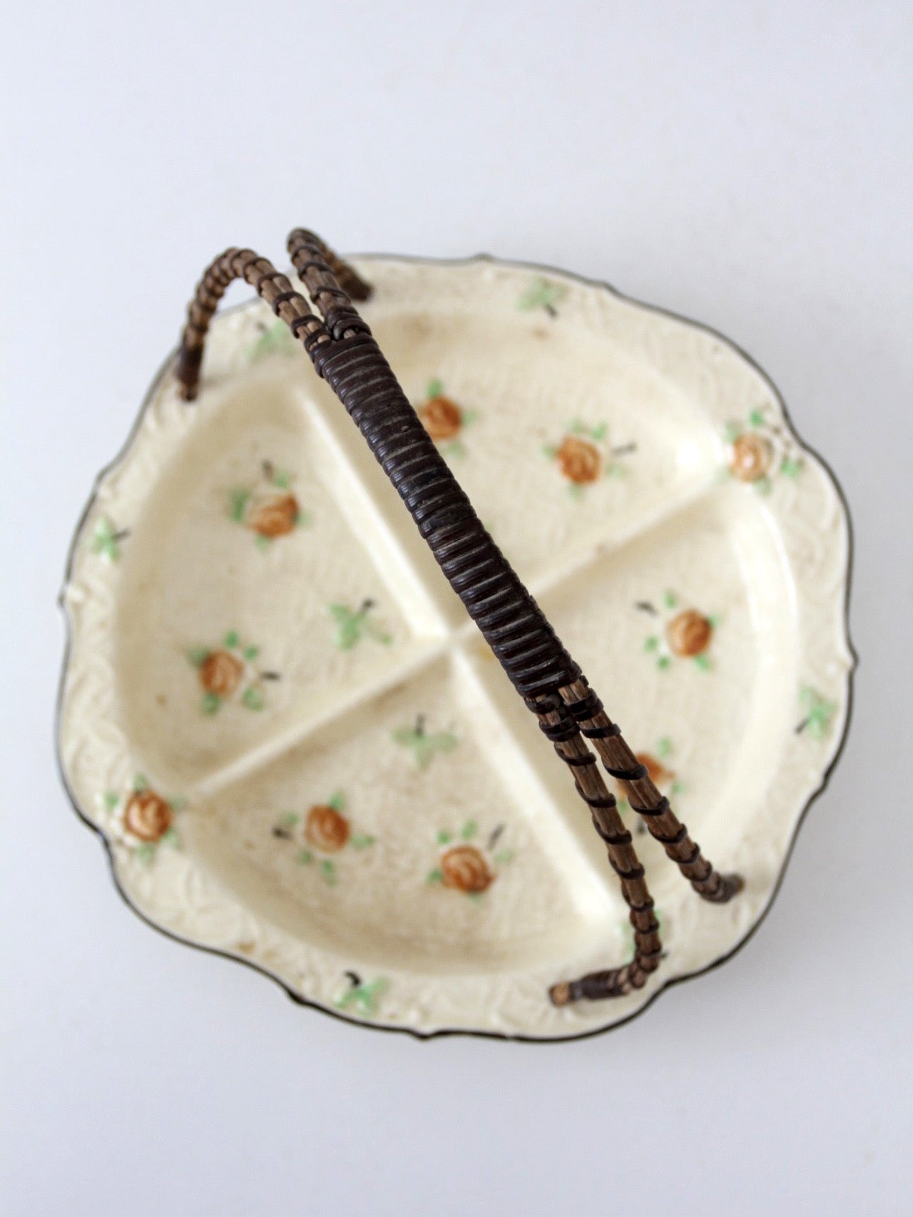 vintage Japanese floral porcelain serving dish