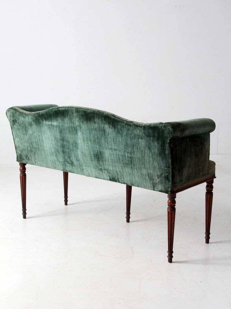 antique Neoclassical settee with velvet upholstery