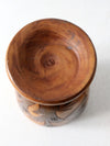 vintage carved wooden jar