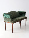 antique Neoclassical settee with velvet upholstery