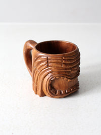 vintage monkey pod tiki mug