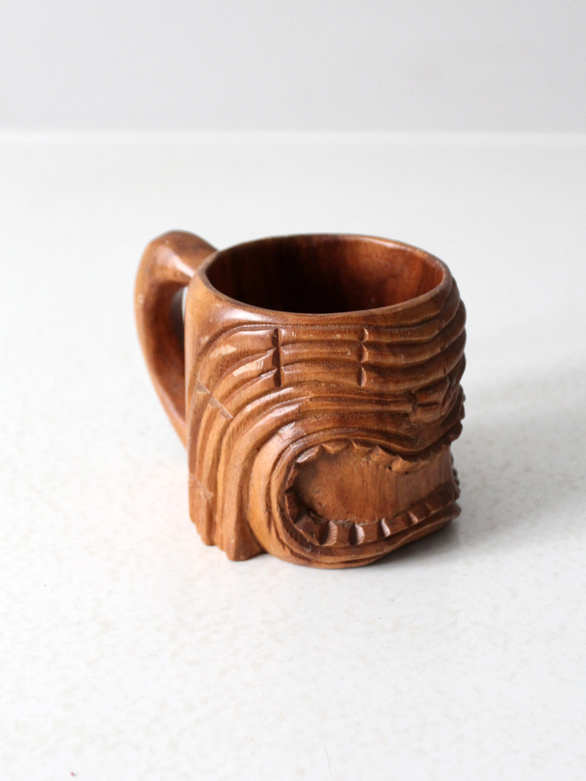 vintage monkey pod tiki mug