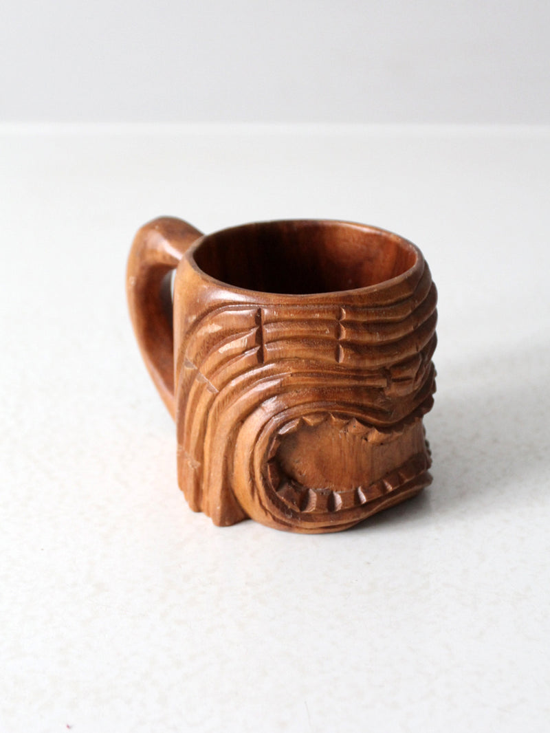 vintage monkey pod tiki mug