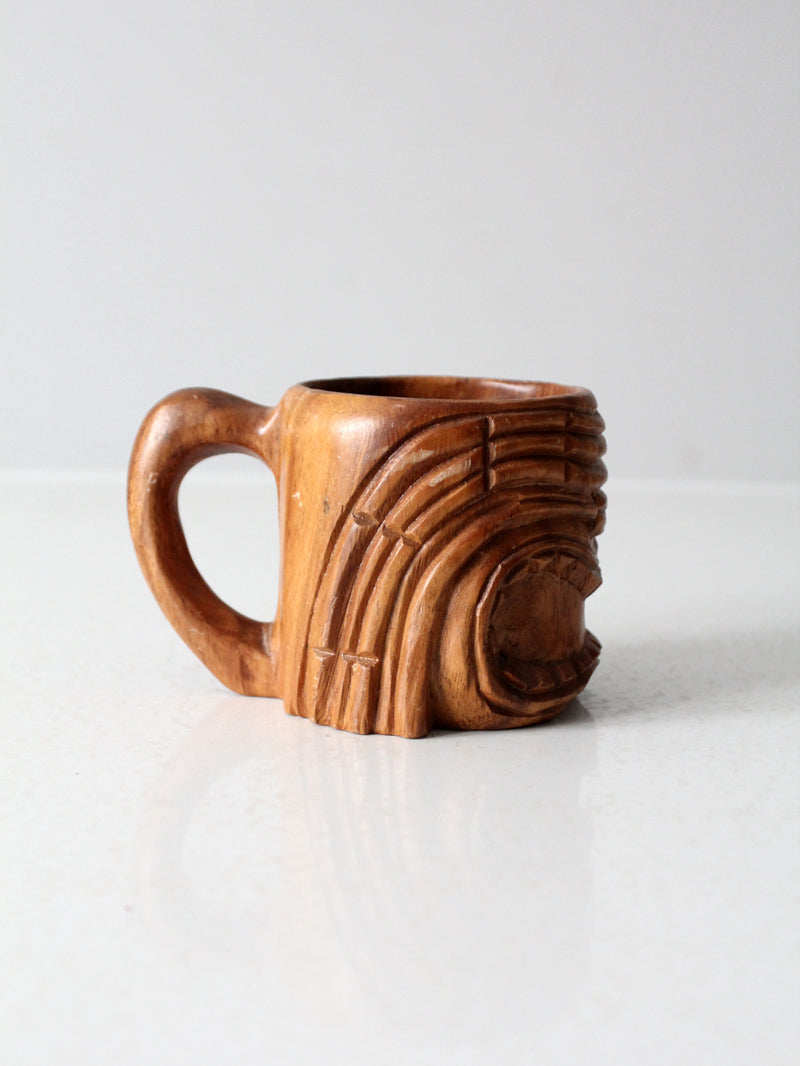 vintage monkey pod tiki mug