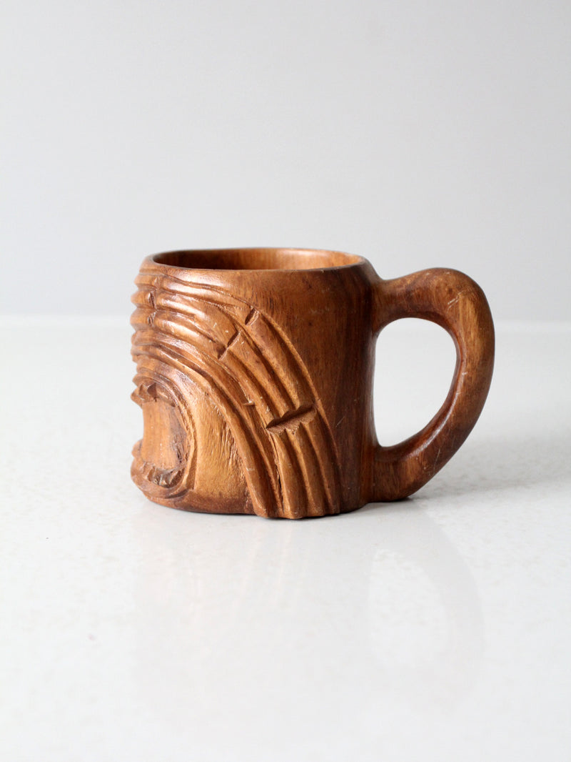 vintage monkey pod tiki mug