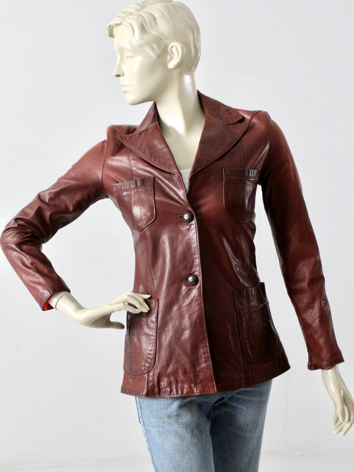 vintage Crae Carlyle leather blazer jacket