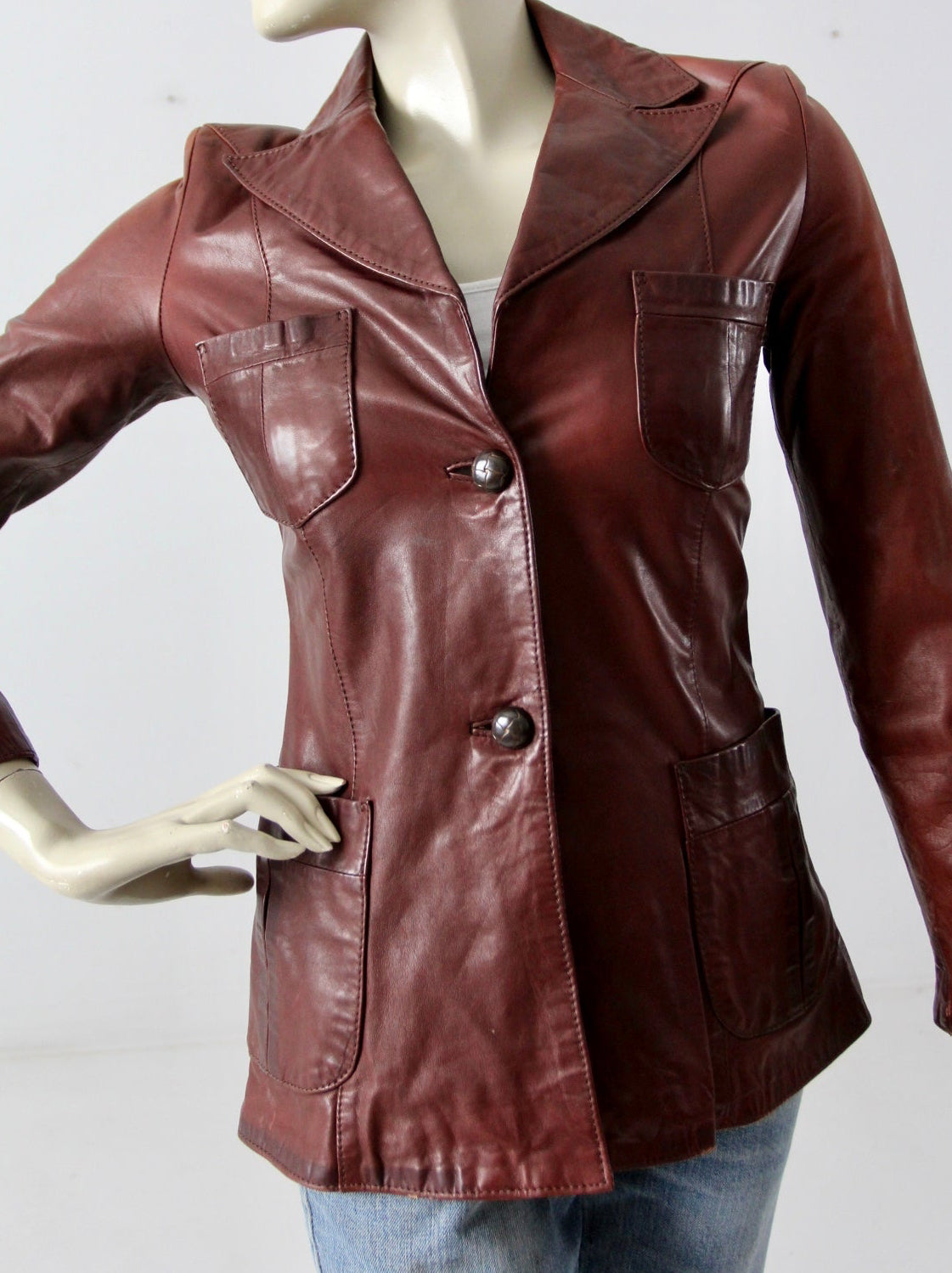 vintage Crae Carlyle leather blazer jacket