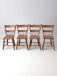 set of 4 antique primitive painted wood dining chairs