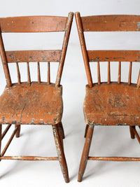 set of 4 antique primitive painted wood dining chairs