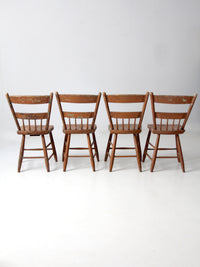 set of 4 antique primitive painted wood dining chairs