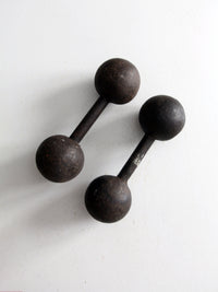 antique cast iron dumbbell hand weights pair