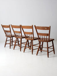 set of 4 antique primitive painted wood dining chairs