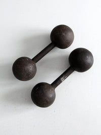 antique cast iron dumbbell hand weights pair