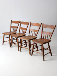 set of 4 antique primitive painted wood dining chairs