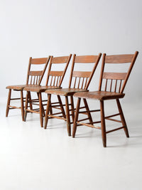 set of 4 antique primitive painted wood dining chairs