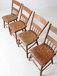 set of 4 antique primitive painted wood dining chairs
