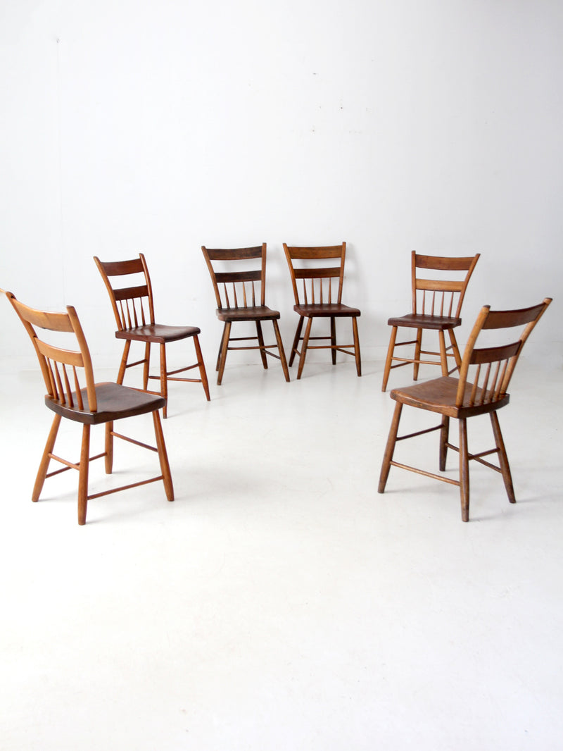 antique primitive plank seat chairs set of 6