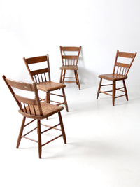 set of 4 antique primitive painted wood dining chairs