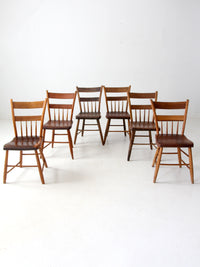 antique primitive plank seat chairs set of 6