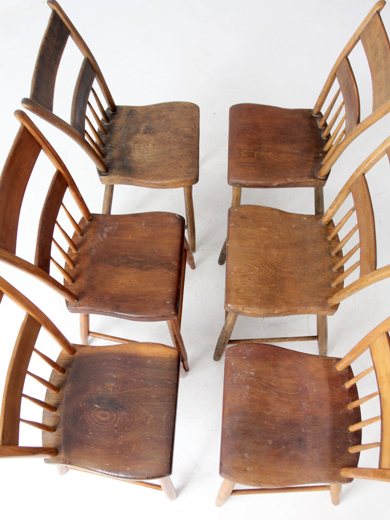 antique primitive plank seat chairs set of 6