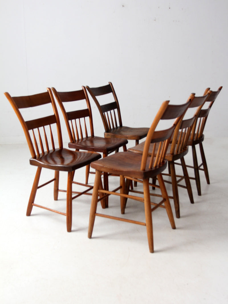 antique primitive plank seat chairs set of 6