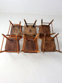 antique primitive plank seat chairs set of 6