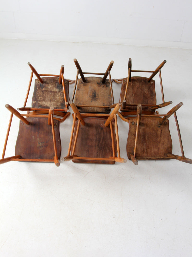 antique primitive plank seat chairs set of 6