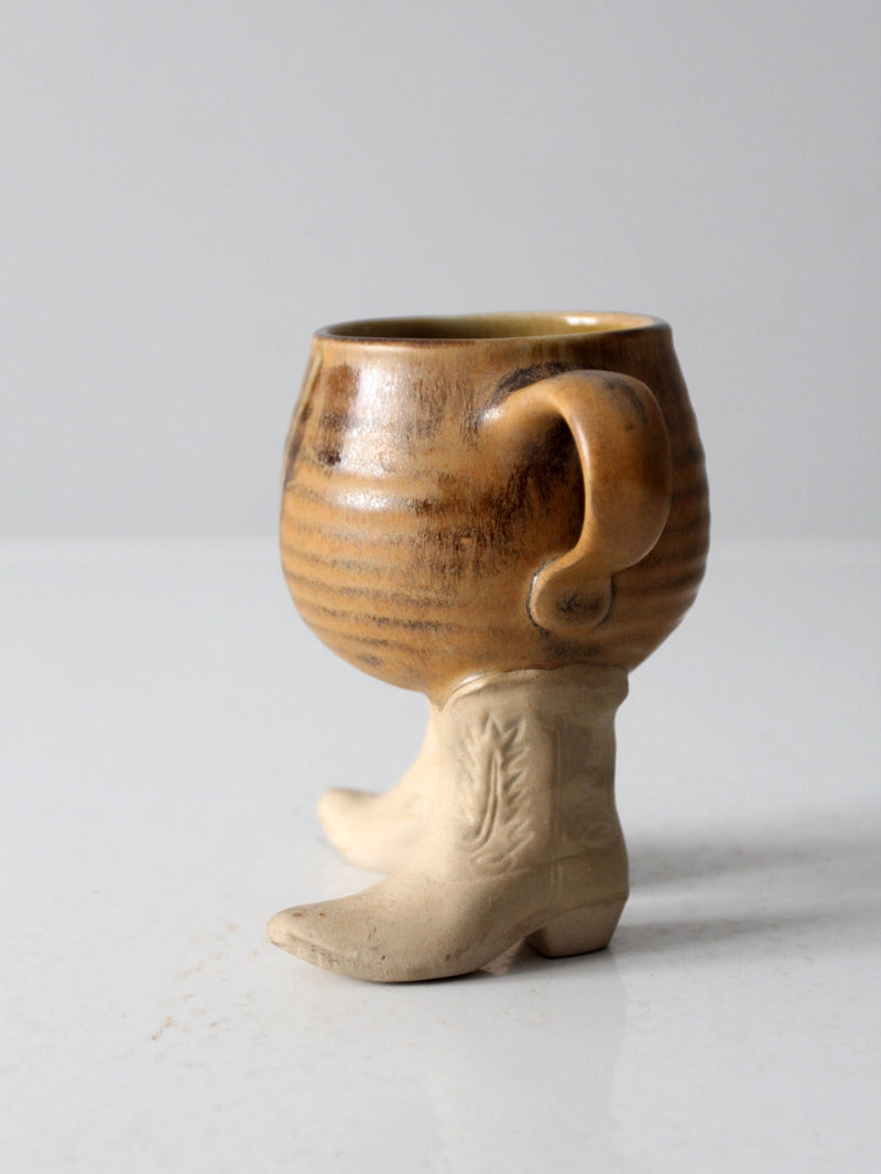vintage studio pottery cowboy western mug