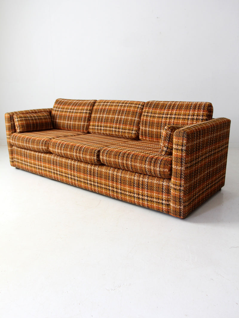 mid-century plaid tweed sofa