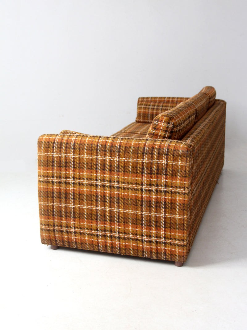 mid-century plaid tweed sofa