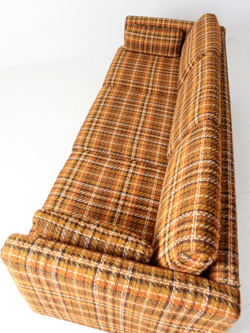 mid-century plaid tweed sofa